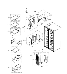 Freezer Diagram and Parts List for RS267TDRS XAA-0001 Samsung Refrigerator