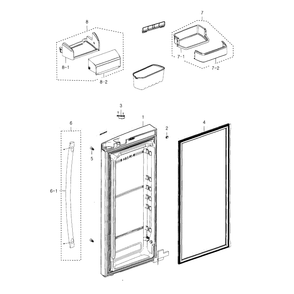 Fridge Door R Diagram and Parts List for RFG237AABP XAA-01 Samsung Refrigerator