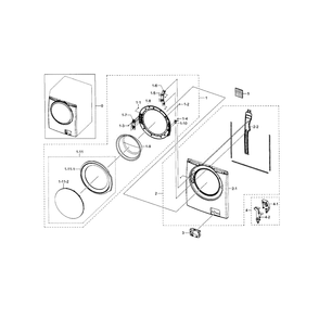 Frame Front And Door Diagram and Parts List for WF330ANB XAA-04 Samsung Washer