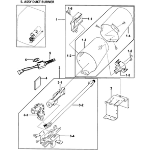 Heater Assembly Diagram and Parts List for DV337AGL XAA-00 Samsung Dryer