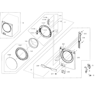 Front Assy Diagram and Parts List for WF405ATPAWR A2-0000 Samsung Washer
