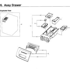Drawer Assembly Diagram and Parts List for WF50K7500AW A2-11 Samsung Washer