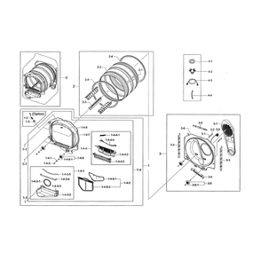 Drum Diagram and Parts List for DV45H7000EP A3-0000 Samsung Dryer