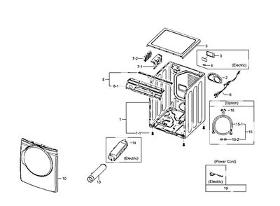 Main Assy Diagram and Parts List for DV407AEW XAA-0001 Samsung Dryer