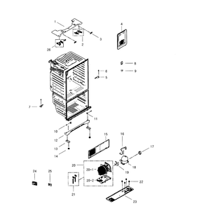 Cabinet Diagram and Parts List for RFG296HDBP XAA-01 Samsung Refrigerator
