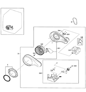 Motor Assy Diagram and Parts List for DV511AGW XAA-0001 Samsung Dryer