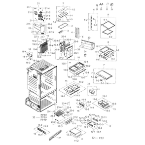 Fridge Diagram and Parts List for RF263BEAESG AA-0001 Samsung Refrigerator