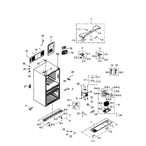 Cabinet Diagram and Parts List for RF31FMEDBBC AA-0003 Samsung Refrigerator