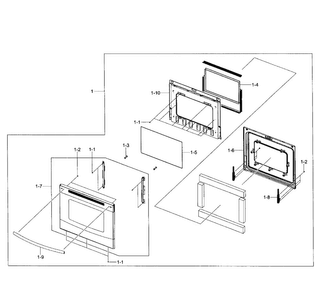 Part Location Diagram of DG94-00215E Samsung Oven Door Assembly Ss/Black