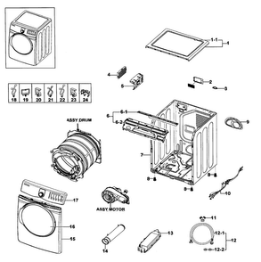 Part Location Diagram of DC97-15509G Samsung Assembly FRAME FRONT;ACE-DRY