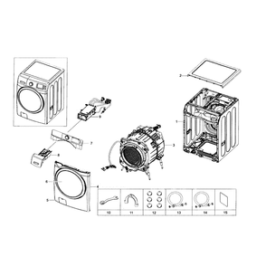 Main Assembly Diagram and Parts List for WF42H5200AF A2-0000 Samsung Washer