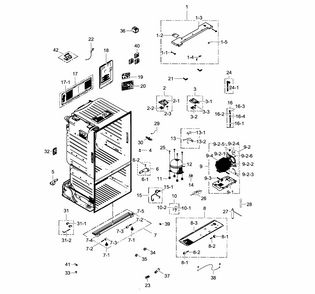 Cabinet Diagram and Parts List for RF263BEAEWW AA-0002 Samsung Refrigerator