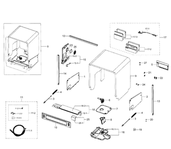 Cabinet Diagram and Parts List for DW80J7550UG AA-0001 Samsung Dishwasher