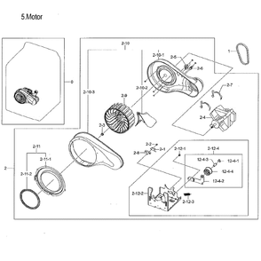 Motor Duct Diagram and Parts List for DVE52M8650W A3-0000 Samsung Dryer