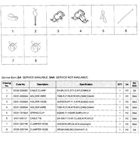 Small Parts Diagram and Parts List for WA45H7200AW A2-0001 Samsung Washer
