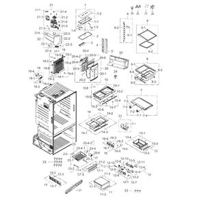 Fridge Diagram and Parts List for RF263BEAEWW AA-0003 Samsung Refrigerator