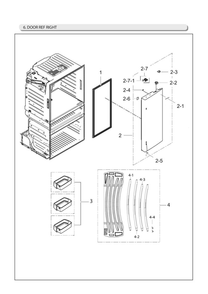Right Refrigerator Door Parts Diagram and Parts List for RF25HMEDBSR AA-12 Samsung Refrigerator