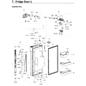 Fridge Door L Diagram and Parts List for RF22K9581SG AA-02 Samsung Refrigerator