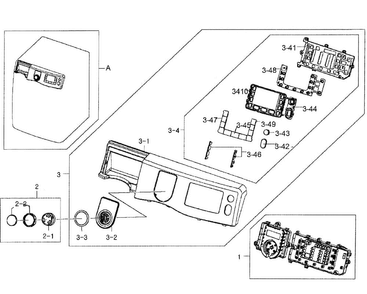 Control Panel Diagram and Parts List for WF331ANR XAA-0004 Samsung Washer