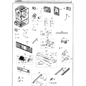 Cabinet Diagram and Parts List for RF26HFENDSR AA-03 Samsung Refrigerator