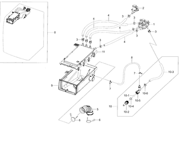 Housing Drawer Diagram and Parts List for WF45H6300AG A2-0001 Samsung Washer