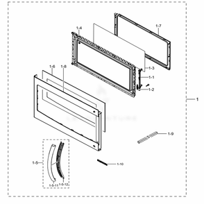 Assembly Door Diagram and Parts List for ME16K3000AS (AC)(0000) Samsung Microwave
