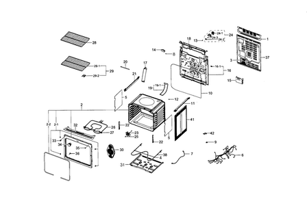 Main Assy Diagram and Parts List for NE59J3420SW AA-0000 Samsung Range