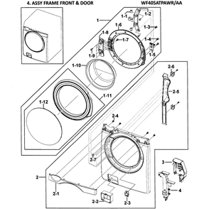 Front / Door Diagram and Parts List for WF405ATPAWR AA-0000 Samsung Washer