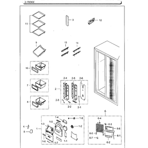 Fridge Diagram and Parts List for RS25H5111BC AA-02 Samsung Refrigerator