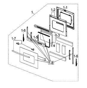 Door Assy Diagram and Parts List for FCQ321HTUX XAA-0000 Samsung Range