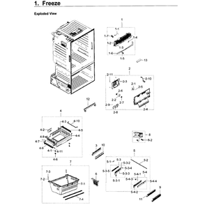 Freezer Diagram and Parts List for RF23HTEDBSR AA-08 Samsung Refrigerator