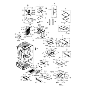Fridge Diagram and Parts List for RF323TEDBBC AA-02 Samsung Refrigerator