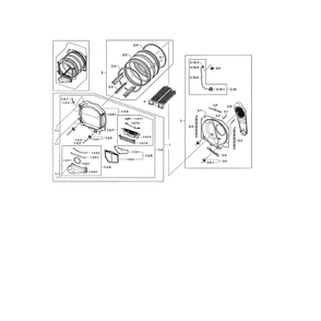 Drum Diagram and Parts List for DV476GTHASU A1-0001 Samsung Dryer
