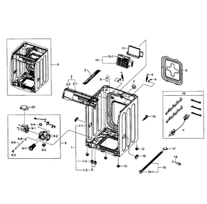 Frame Assy Diagram and Parts List for WF393BTPARA A1-0000 Samsung Washer
