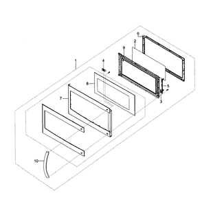 Door Assembly Diagram and Parts List for SMH1622S XAA-01 Samsung Microwave