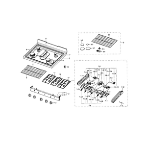 Cooktop Diagram and Parts List for NX583G0VBBB AA-01 Samsung Range