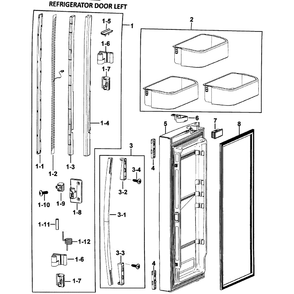 Left Door Diagram and Parts List for RF265AASH XAA-0000 Samsung Refrigerator