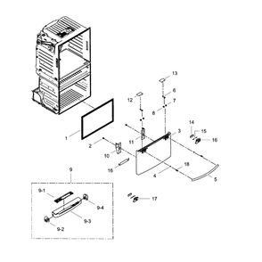 Freezer Door Diagram and Parts List for RF4287HABP XAA-01 Samsung Refrigerator