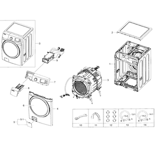 Main Assy Diagram and Parts List for WF455ARGSWR A2-0000 Samsung Washer