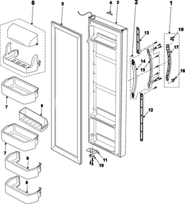 Refrigerator Door Diagram and Parts List for RS2621SW XAA Samsung Refrigerator