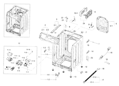 Frame & Cover Parts Diagram and Parts List for WF42H5000AW A2-0001 Samsung Washer