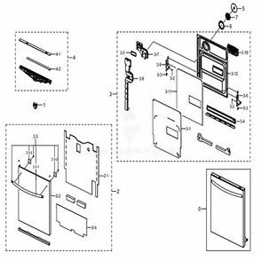 Assembly Door Diagram and Parts List for DW80K7050UG (AA)(0002) Samsung Dishwasher