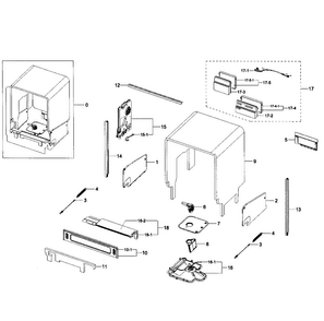 Case Assy Diagram and Parts List for DW80H9970US AA-0000 Samsung Dishwasher