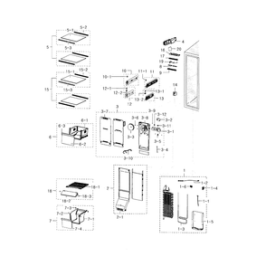 Freezer Side Diagram and Parts List for RH22H8010SR AA-00 Samsung Refrigerator