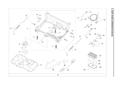 Base Assembly Diagram and Parts List for DW60R2014US AA-00 Samsung Dishwasher