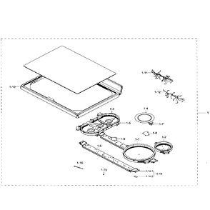 Cooktop Assembly Diagram and Parts List for NE59J7650WS AA-00 Samsung Range