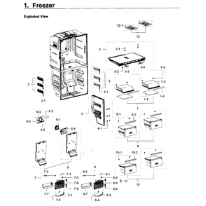 Freezer Diagram and Parts List for RF22K9381SR AA-0000 Samsung Refrigerator