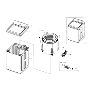 Main Assembly Diagram and Parts List for WA48J7770AW A2-0000 Samsung Washer