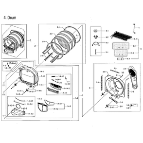 Drum Diagram and Parts List for DVG52M7750V A3-00 Samsung Dryer
