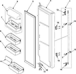 Refrigerator Door Diagram and Parts List for RS253BASB XAA Samsung Refrigerator